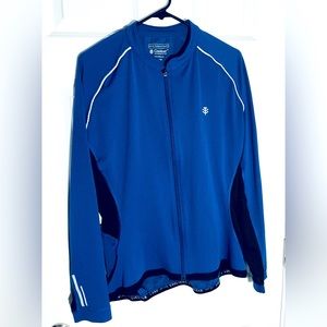Coolibar Cycling Jersey Blue UPF 50+ Long Sleeve Full Zip Mens Sz Large #1